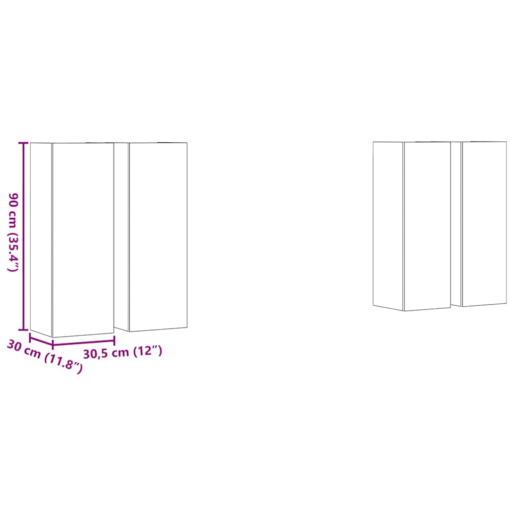 TV-Cabinet-Set 4 pcs Artisan-Eiche 30,5 x 30 x 90 cm