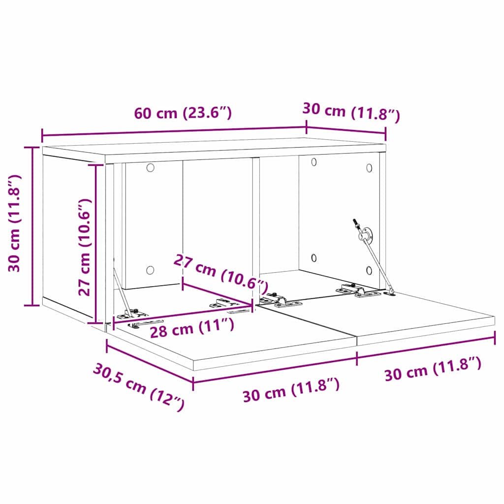 TV-Möbel-Set 4 pcs Altholz 60 x 30 x 30 cm Holzwerkstoff