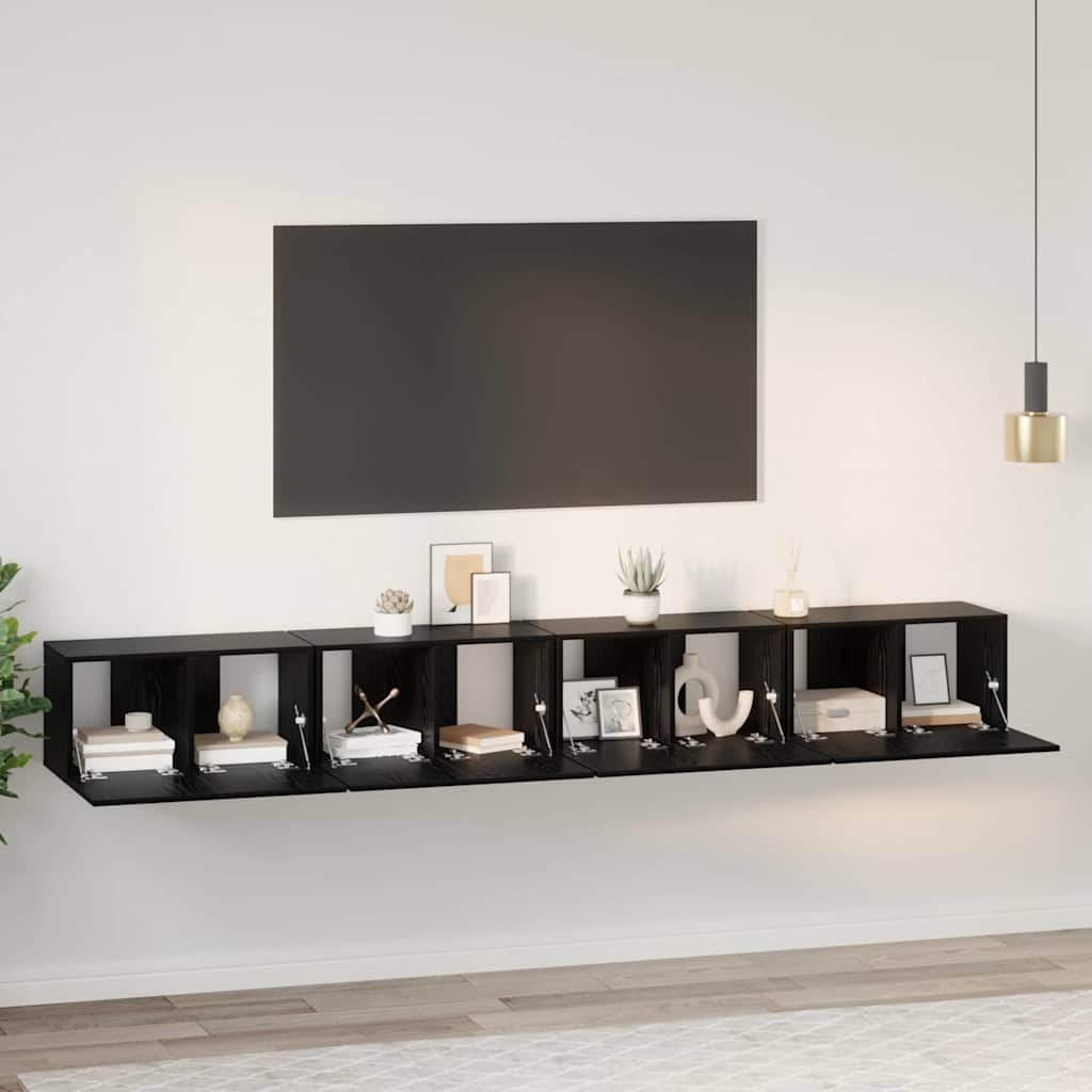 TV-Möbel-Set 4 pcs Schwarze Eiche 60 x 30 x 30 cm Holzwerkstoff