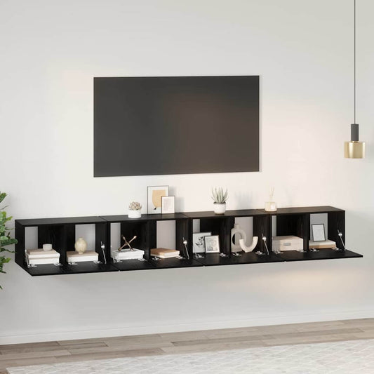 TV-Möbel-Set 4 pcs Schwarze Eiche 60 x 30 x 30 cm Holzwerkstoff