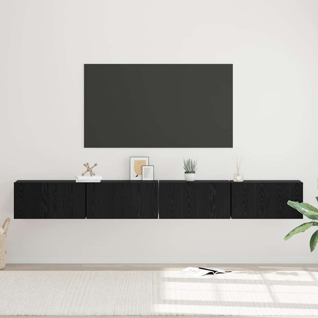 TV-Möbel-Set 4 pcs Schwarze Eiche 60 x 30 x 30 cm Holzwerkstoff