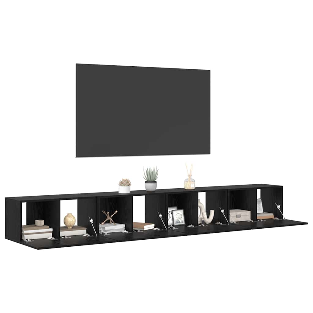 TV-Möbel-Set 4 pcs Schwarze Eiche 60 x 30 x 30 cm Holzwerkstoff