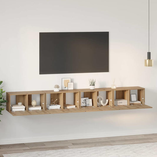 TV-Möbel-Set 4 pcs Eiche handwerklich 60 x 30 x 30 cm