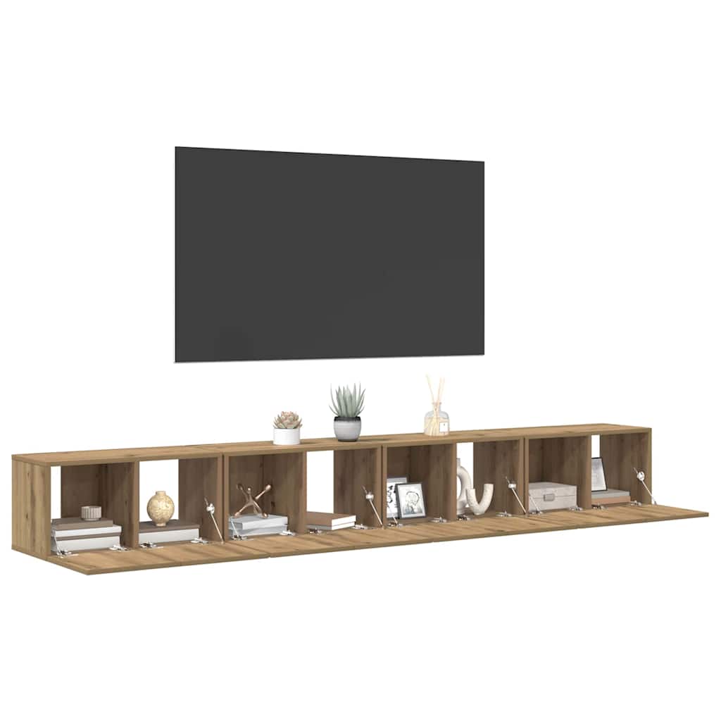 TV-Möbel-Set 4 pcs Eiche handwerklich 60 x 30 x 30 cm