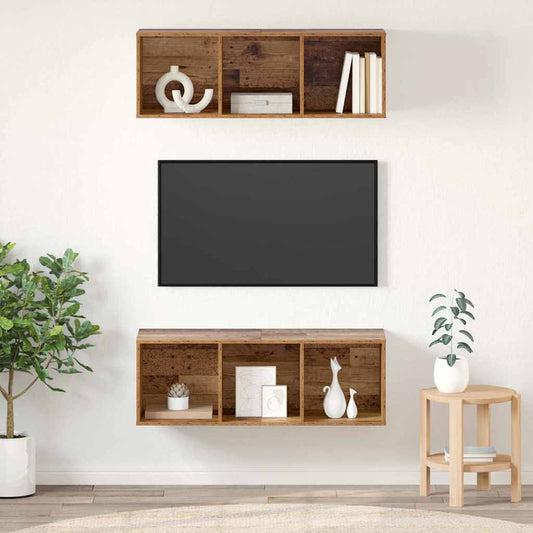 Wandmontierte TV-Schränke 2 pcs Altholz 37 x 37 x 107 cm