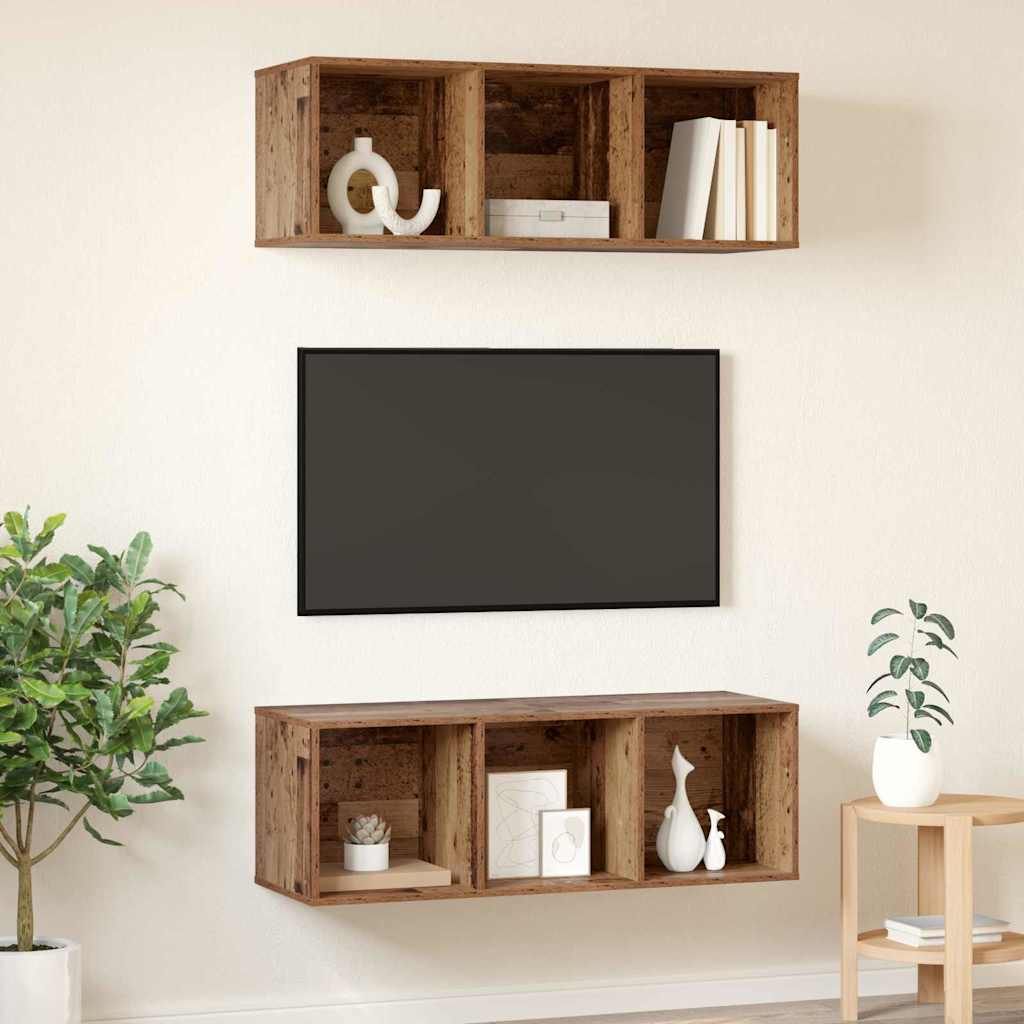 Wandmontierte TV-Schränke 2 pcs Altholz 37 x 37 x 107 cm