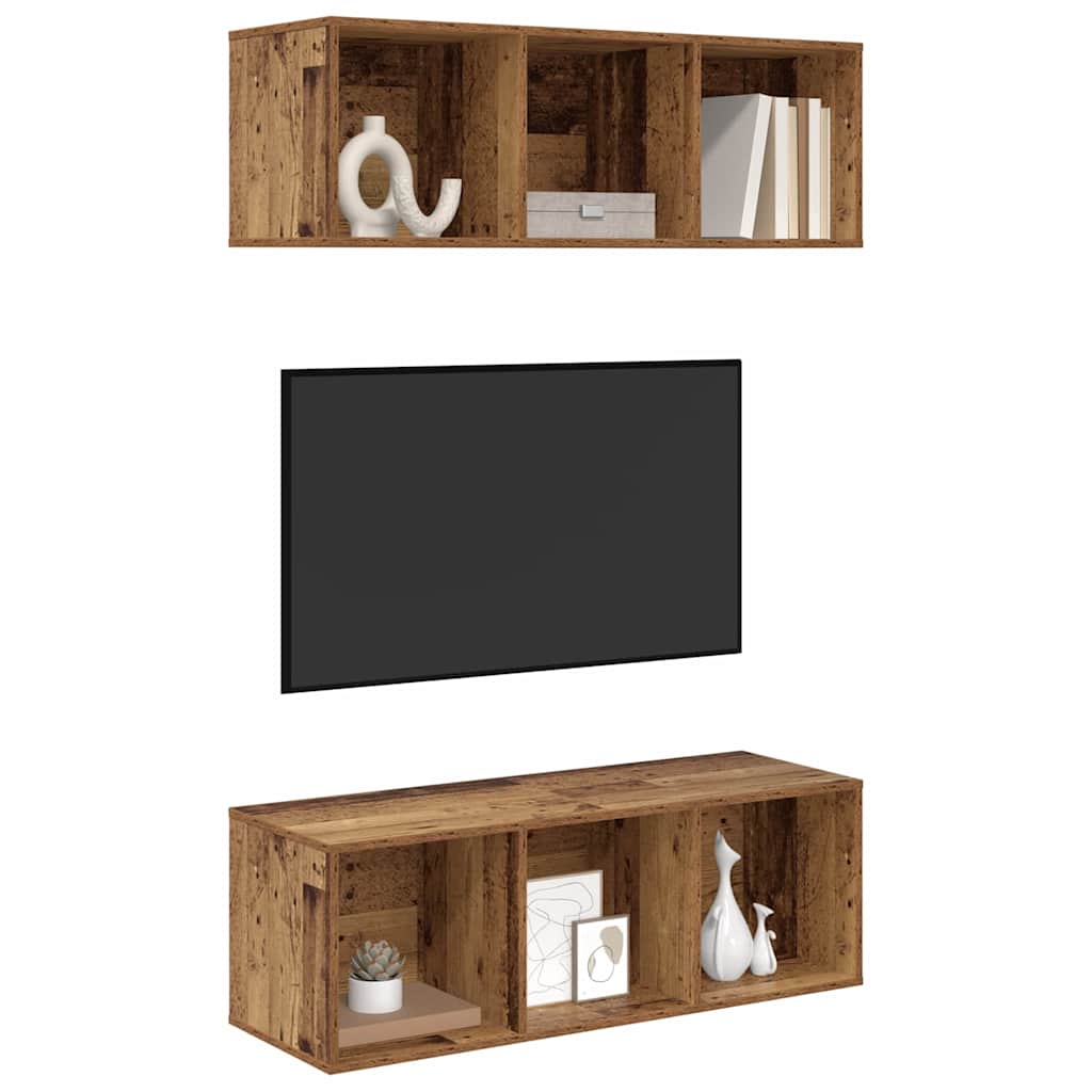 Wandmontierte TV-Schränke 2 pcs Altholz 37 x 37 x 107 cm