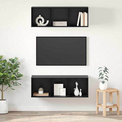 Wandmontierte TV-Schränke 2 pcs Schwarze Eiche 37 x 37 x 107 cm