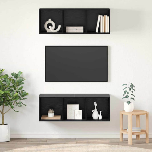 Wandmontierte TV-Schränke 2 pcs Schwarze Eiche 37 x 37 x 107 cm