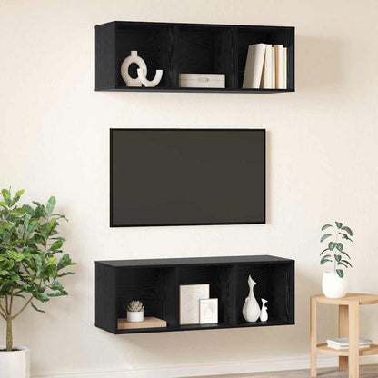 Wandmontierte TV-Schränke 2 pcs Schwarze Eiche 37 x 37 x 107 cm