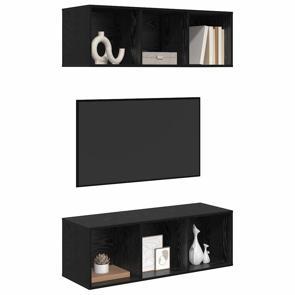 Wandmontierte TV-Schränke 2 pcs Schwarze Eiche 37 x 37 x 107 cm