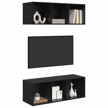 Wandmontierte TV-Schränke 2 pcs Schwarze Eiche 37 x 37 x 107 cm