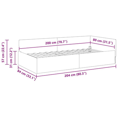 Eckbettgestell mit Kopfteil Blau 80 cm x 200 cm Stoff
