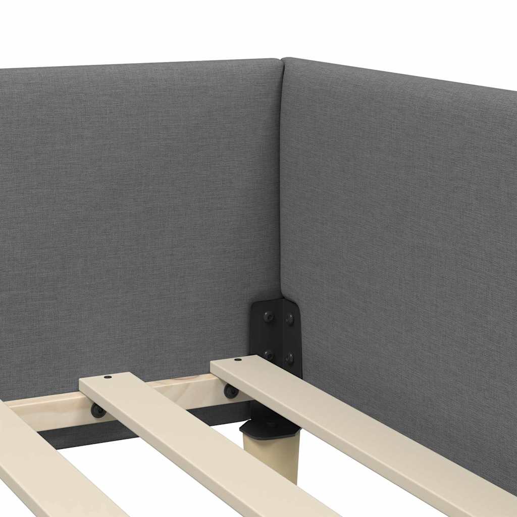 Eckbettgestell mit Kopfteil Dunkelgrau 80 x 200 cm Stoff