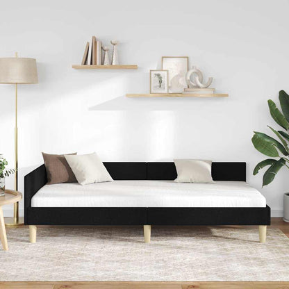 Eckbettgestell mit Kopfteil Schwarz 80 x 200 cm Stoff