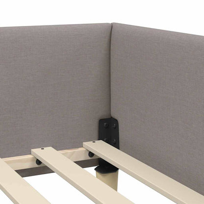 Eckbettgestell mit Kopfteil Taupe 90 x 200 cm Stoff