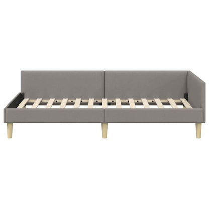 Eckbettgestell mit Kopfteil Taupe 90 x 200 cm Stoff
