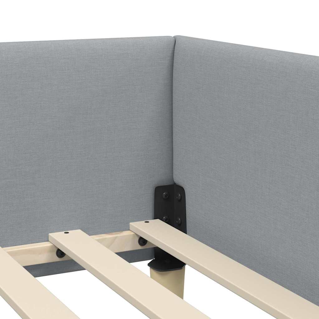 Eckbettgestell mit Kopfteil Hellgrau 100 x 200 cm Stoff