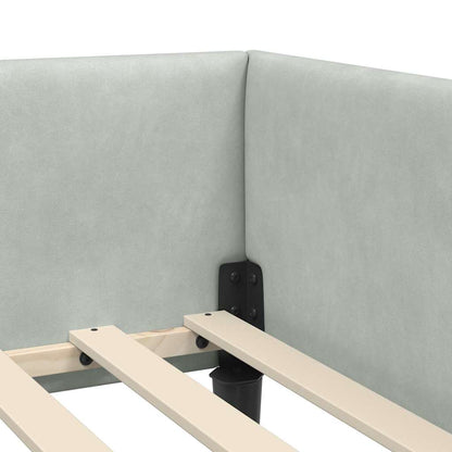 Eckbettgestell mit Kopfteil Hellgrau 80 cm x 200 cm Stoff