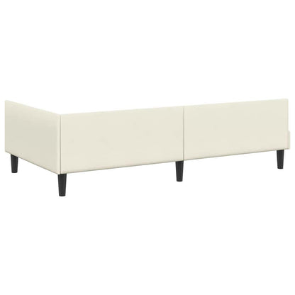 Eckbettgestell mit Kopfteil Creme 90 cm x 190 cm Stoff