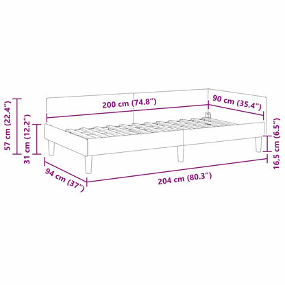 Eckbettgestell mit Kopfteil Gelb 90 cm x 200 cm Stoff