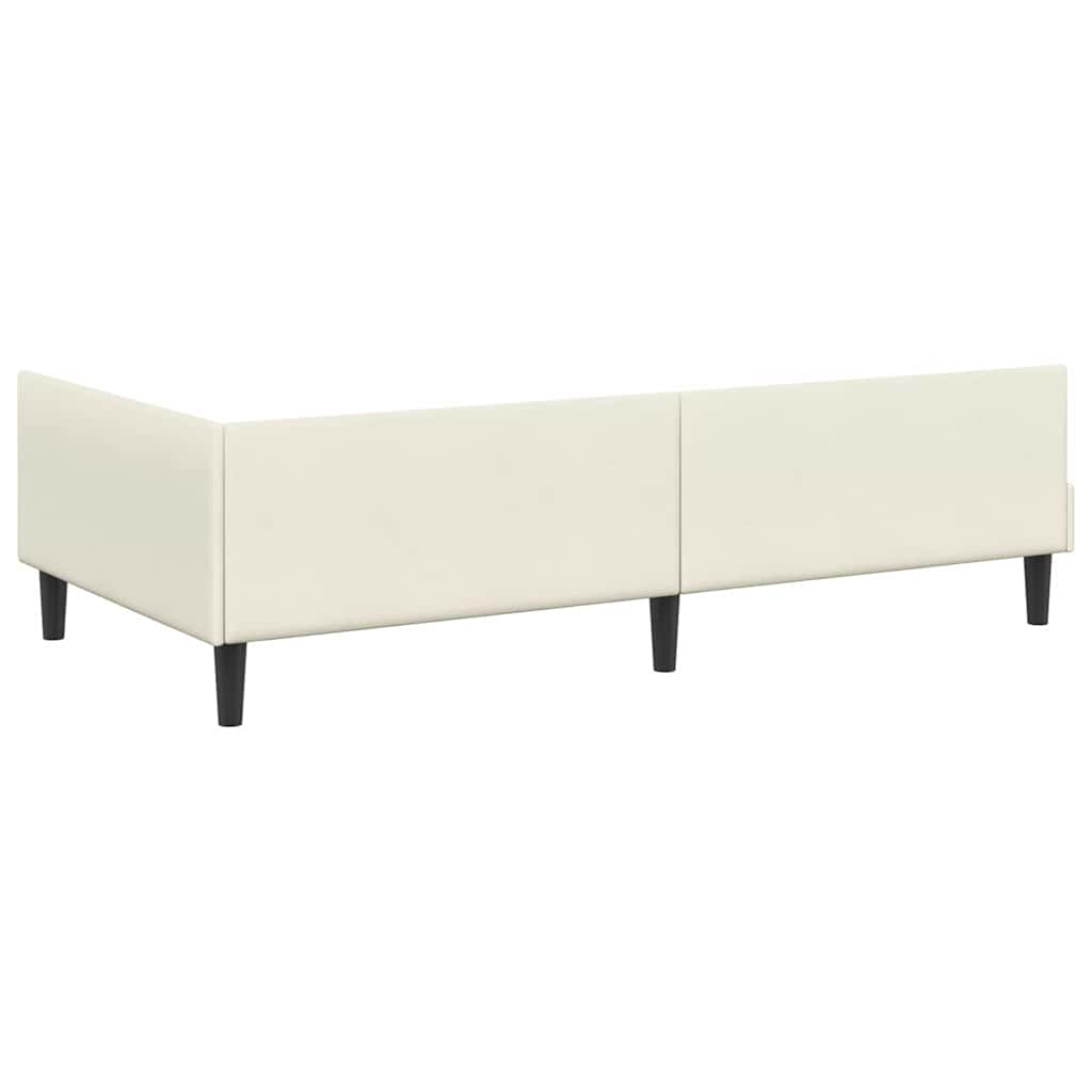 Eckbettgestell mit Kopfteil Creme 90 cm x 200 cm Stoff