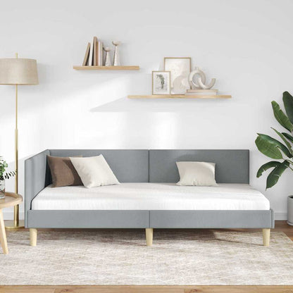 Eckbettgestell mit Kopfteil Hellgrau 90 cm x 190 cm Stoff