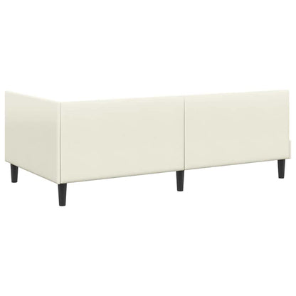 Eckbettgestell mit Kopfteil Creme 80 cm x 200 cm Stoff