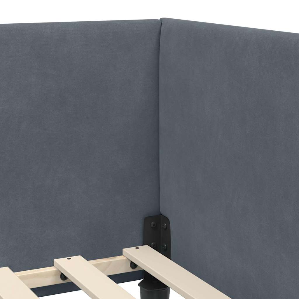 Eckbettgestell mit Kopfteil Dunkelgrau 90 cm x 190 cm Stoff