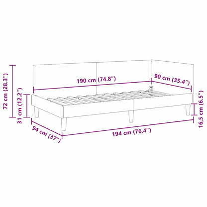 Eckbettgestell mit Kopfteil Türkis 90 cm x 190 cm Stoff