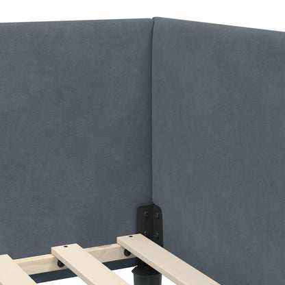 Eckbettgestell mit Kopfteil Dunkelgrau 90 cm x 200 cm Stoff