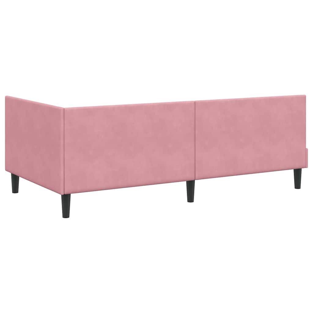 Eckbettgestell mit Kopfteil Rosa 90 cm x 200 cm Stoff