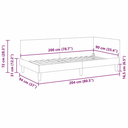 Eckbettgestell mit Kopfteil Creme 90 cm x 200 cm Stoff