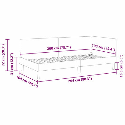 Eckbettgestell mit Kopfteil Gelb 100 cm x 200 cm Stoff