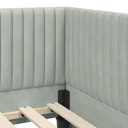 Eckbettgestell mit Kopfteil Hellgrau 80 x 200 cm Samt