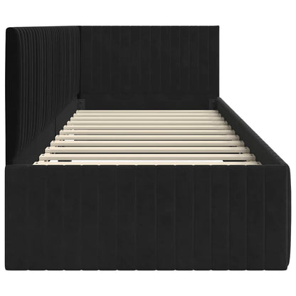 Eckbettgestell mit Kopfteil Schwarz 80 x 200 cm Samt