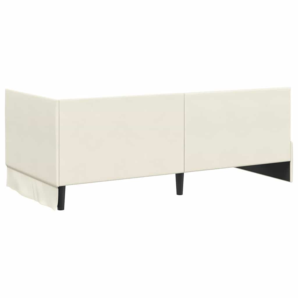 Eckbettgestell mit Kopfteil Creme 90 x 190 cm Samt