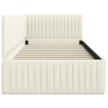 Eckbettgestell mit Kopfteil Creme 90 x 190 cm Samt