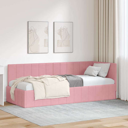Eckbettgestell mit Kopfteil Rosa 80 cm x 200 cm Stoff