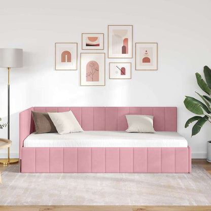 Eckbettgestell mit Kopfteil Rosa 80 cm x 200 cm Stoff