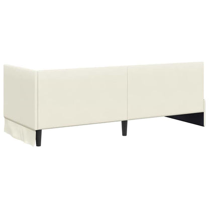 Eckbettgestell mit Kopfteil Creme 80 cm x 200 cm Stoff