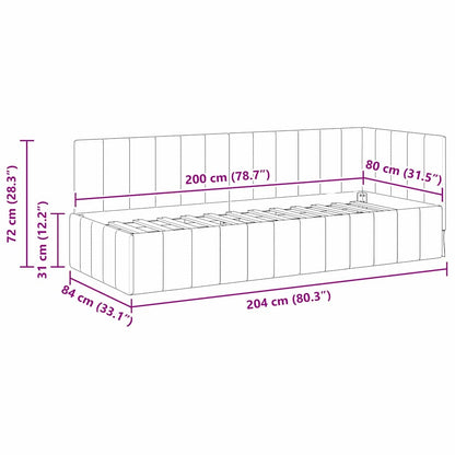 Eckbettgestell mit Kopfteil Türkis 80 cm x 200 cm Stoff