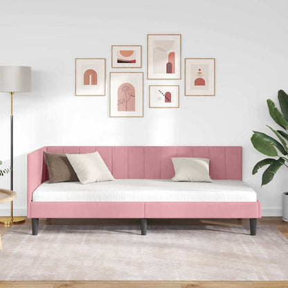 Eckbettgestell mit Kopfteil Rosa 80 cm x 200 cm Stoff