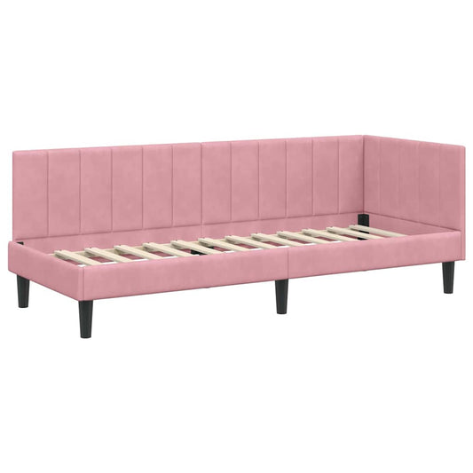 Eckbettgestell mit Kopfteil Rosa 80 cm x 200 cm Stoff