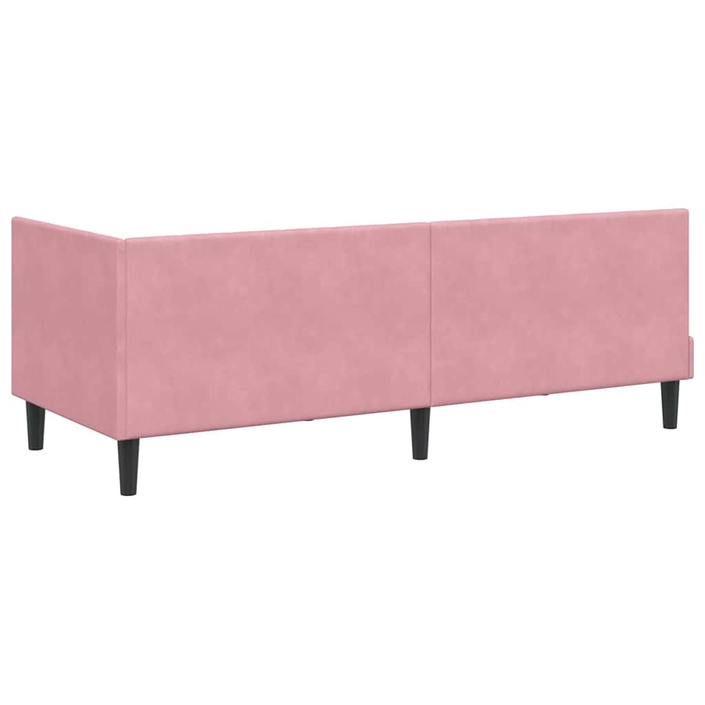 Eckbettgestell mit Kopfteil Rosa 80 cm x 200 cm Stoff