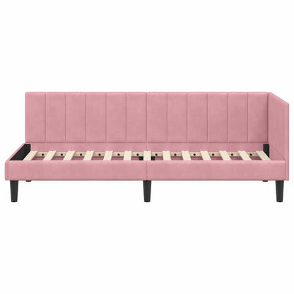 Eckbettgestell mit Kopfteil Rosa 80 cm x 200 cm Stoff