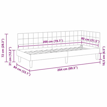 Eckbettgestell mit Kopfteil Blau 80 x 200 cm Samt