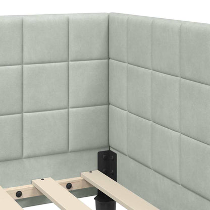 Eckbettgestell mit Kopfteil Hellgrau 80 x 200 cm Samt