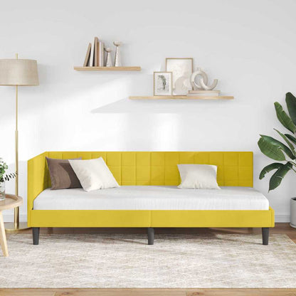 Eckbettgestell mit Kopfteil Gelb 80 x 200 cm Samt