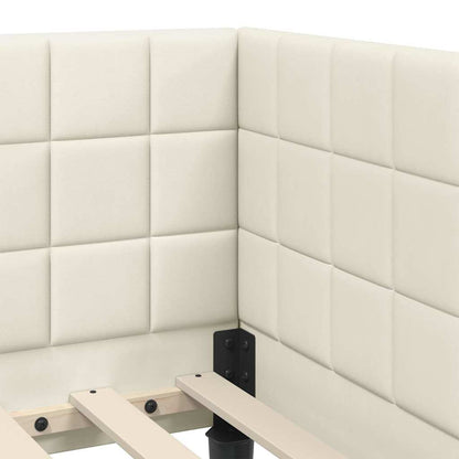 Eckbettgestell mit Kopfteil Creme 80 cm x 200 cm Stoff